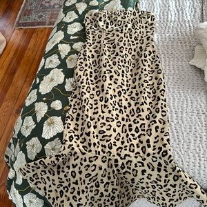 Cinq-a-sept Luna Leopard Strapless Mermaid dress